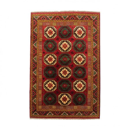 Ručne viazaný Afganský koberec do obývačky bordová 206x308