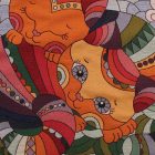 Dekoračný vankúš oranžový 45x45 cm – Objímajúce sa mačky