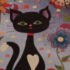 Dekoračný vankúš fialový 45x45 cm – Polnočná mačka