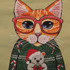 Dekoračný vankúš šalviovozelený 45x45 cm – Sviatočná mačka