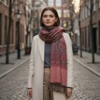 Šatka s orientálnym vzorom fialovo-hnedá 215x105 bavlnená šatka