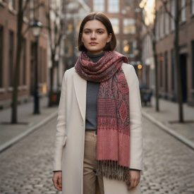   Šatka s orientálnym vzorom fialovo-hnedá 215x105 bavlnená šatka