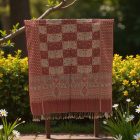 Šatka šedo-bordová 215x105 elegantná dámska šatka z bavlny