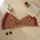 Šatka šedo-bordová 215x105 elegantná dámska šatka z bavlny