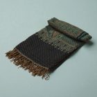 Šatka s orientálnym vzorom 215x105 zeleno-modrá bavlnená šatka