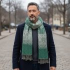 Šatka s orientálnym vzorom 215x105 zelená bavlnená šatka