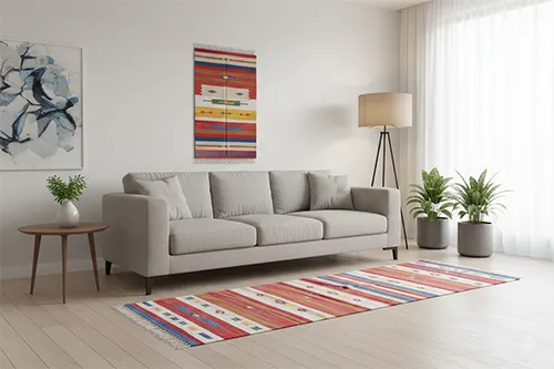 moderný kilim do obývacej izby